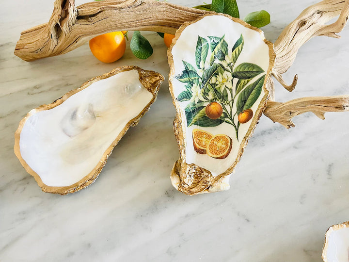 Gilded Oyster Shell Jewelry Dish - Large