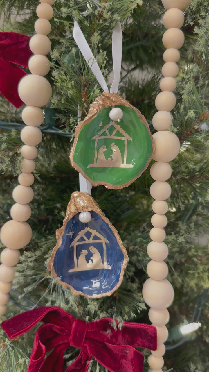 Nativity Oyster Shell Ornament