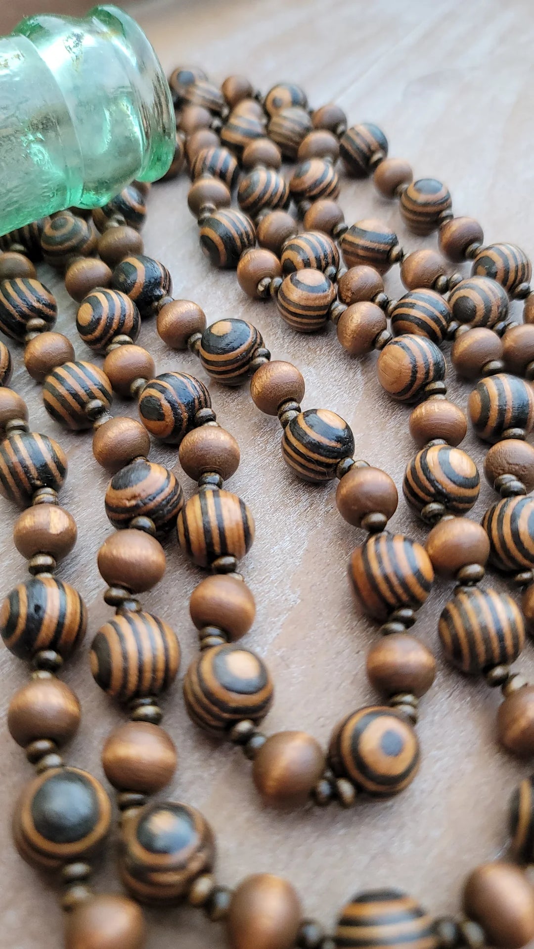 Wooden Dark Natural Bead Necklace  S/M/L