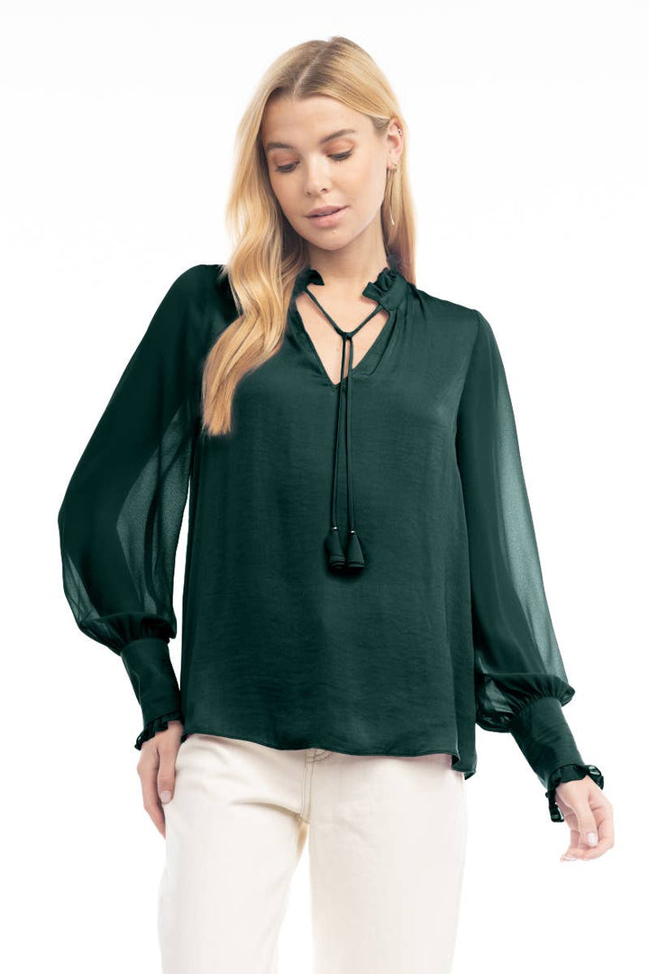 Autumn Poetry Blouse - Forest Green