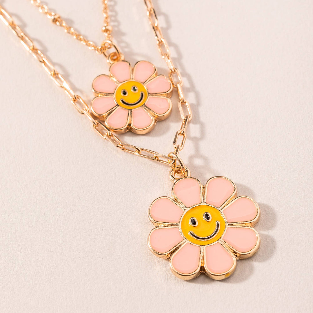Mama + Mini Pink Flower Necklace