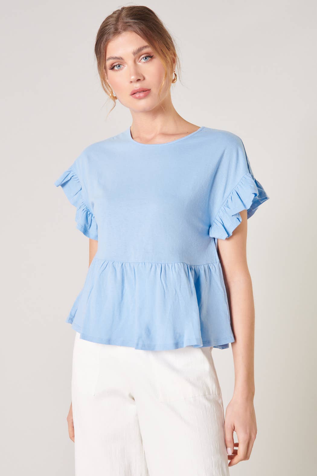 Delilah Ruffle Top - Baby Blue