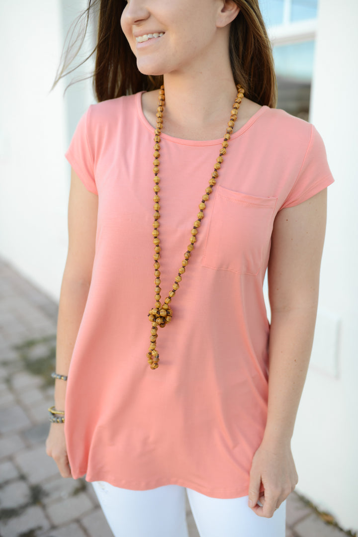 Wooden Rhombus Bead Necklace S/M/L