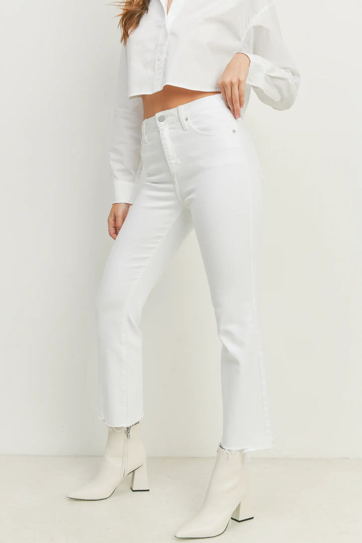 Summer Soiree Vintage Crop Flare Jeans - White