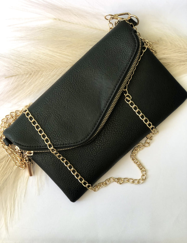 Maren Black Envelope Clutch/Crossbody