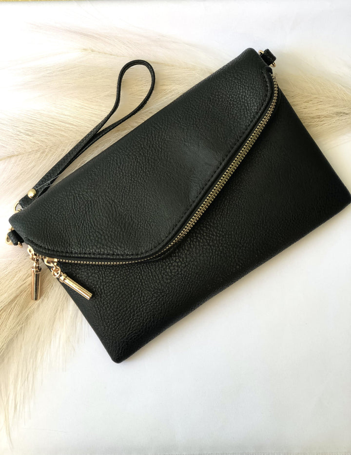 Maren Black Envelope Clutch/Crossbody